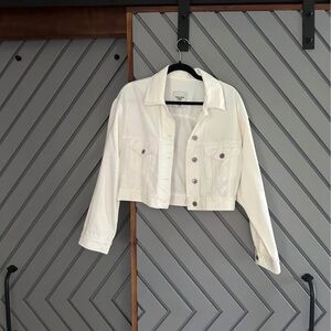 Abercrombie & Fitch Cream Cropped Jean Jacket
